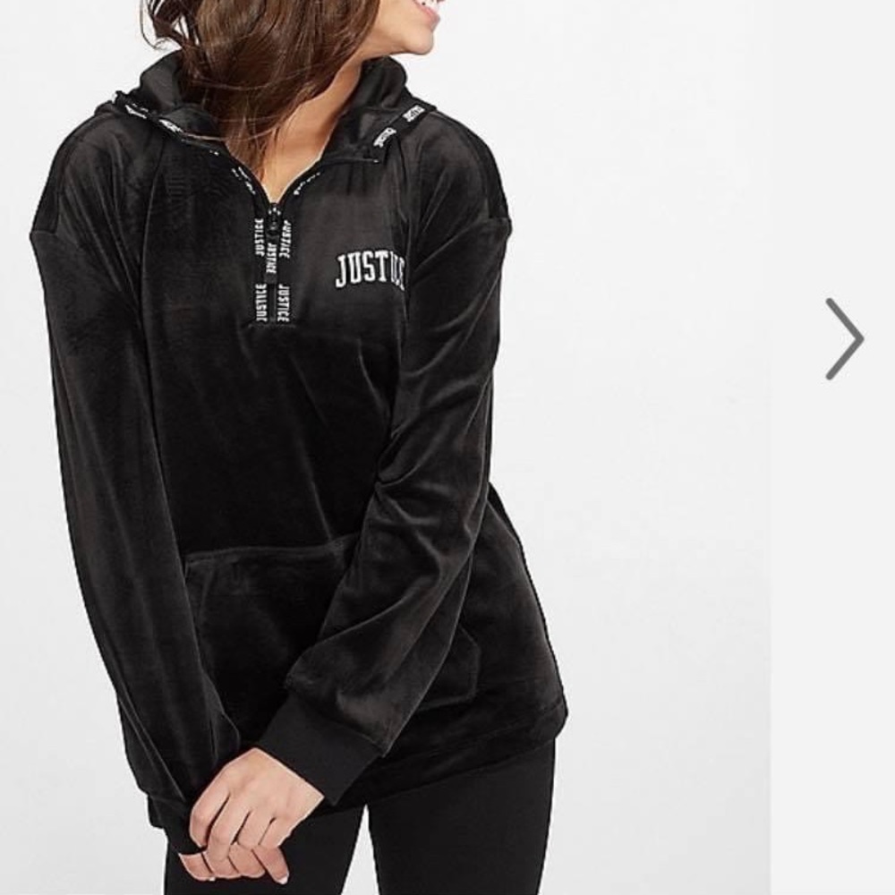Justice black velour Hoodie